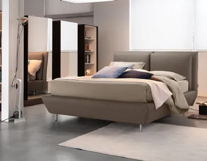 Letto in pelle con contenitore Alcott di Bontempi Letti Design