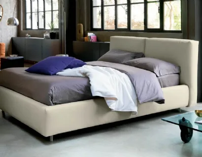 Letto con box contenitore in tessuto imbottito Kuna di Bontempi Letti Design