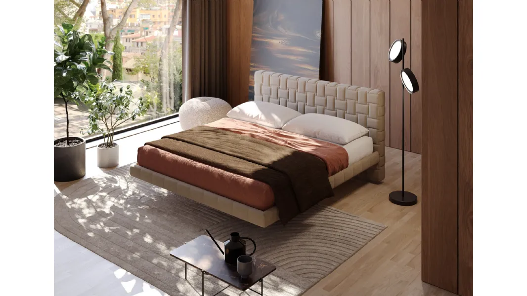 Letto imbottito con contenitore Cocos di Milano Bedding