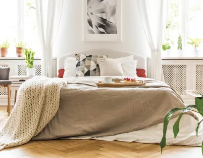 Letto Domingo in tessuto con testiera di Milano Bedding