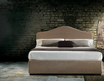 Letto Samoa in tessuto con testiera sagomata di Milano Bedding