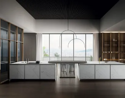 Cucina Moderna con penisola Kronos 01 in laminam di Arredo3